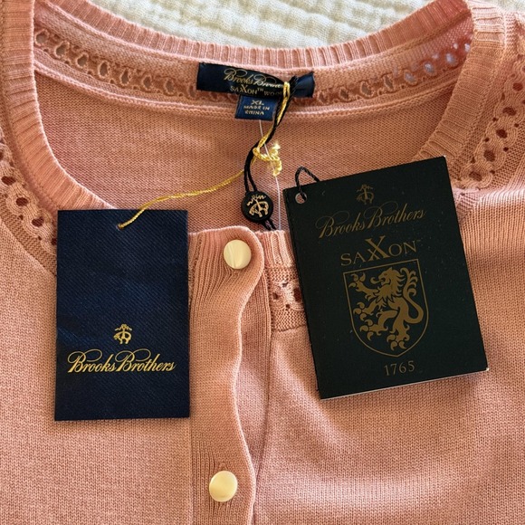 Brooks Brothers Cardigan Womens XL Pink Saxxon Wool Button Front Sweater‎ - Picture 6 of 16